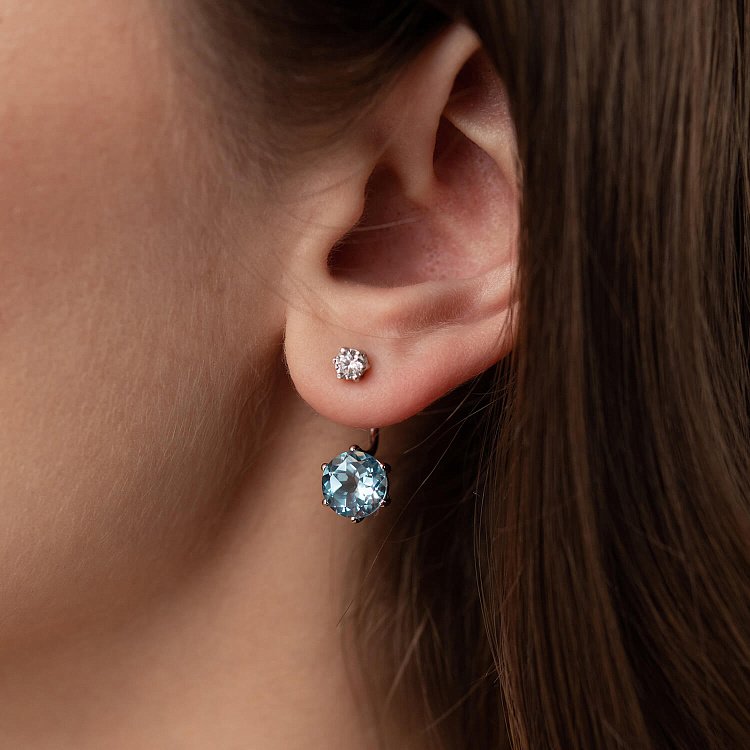 Золоті сережки - джекети "Магія" (фіаніт, топаз) с06946 від ювелірного магазину Онікс