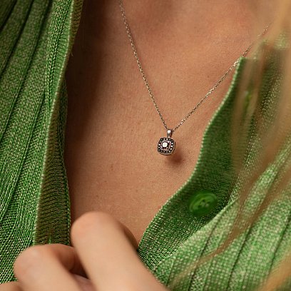 Кольє з чорними діамантами (біле золото) 729981121 №4