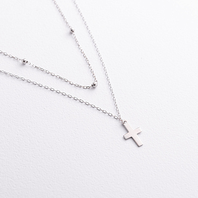 Подвійне срібне кольє "Хрестик" 908-01328 №2