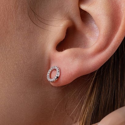 Серебряные серьги "Круговорот" с фианитами OR116150 №4