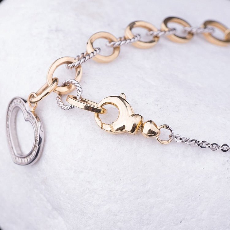 Золотой браслет из белого и желтого золота б01550 от ювелирного магазина Оникс - 2