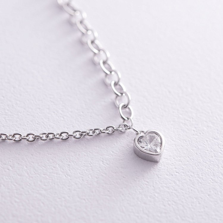 Срібний браслет "Сердечко" (фіаніти) 141280 від ювелірного магазину Онікс - 2