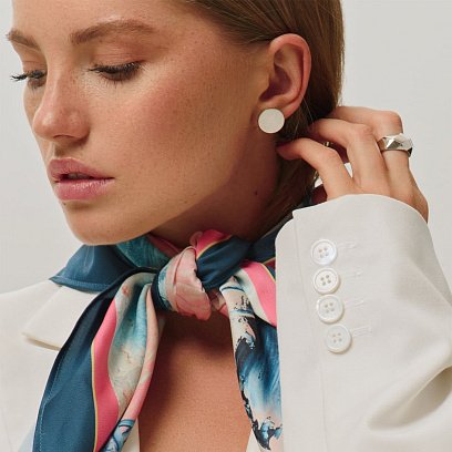 Срібні сережки-пусети "Круг" (блискучі) 122513 №6