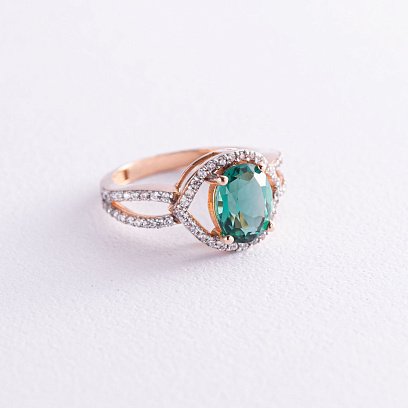 Золотое кольцо (празиолит, фианит) к04657
