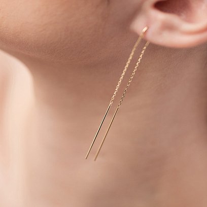 Серьги - протяжки в желтом золоте с08213 №5