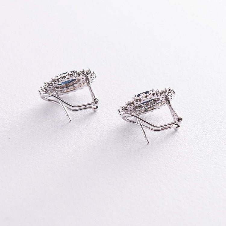 Серьги в белом золоте (сапфиры, бриллианты) с612 от ювелирного магазина Оникс - 2