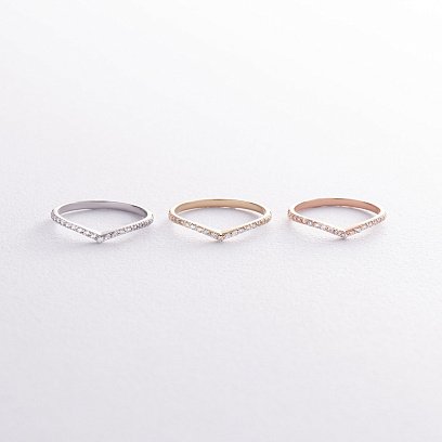 Каблучка "Особлива" з фіанітами (біле золото) к07218 №7