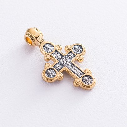 Серебряный крест "Распятие" с позолотой 132468 №2