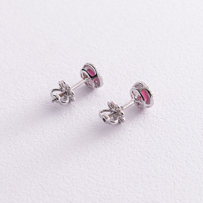 Золоті сережки - пусети "Міра" з рубінами і діамантами 23157r №4