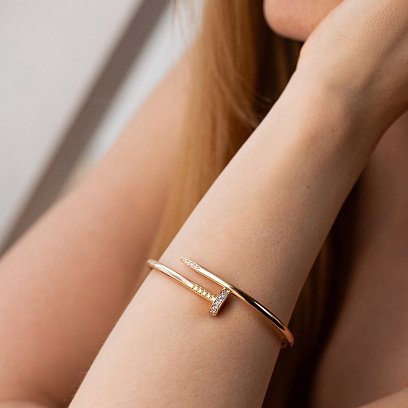 Браслет "Гвоздь" в красном золоте (фианиты) б05477 №2