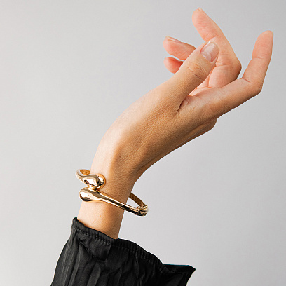 Жесткий браслет "Miriam" в желтом золоте б05767 №2