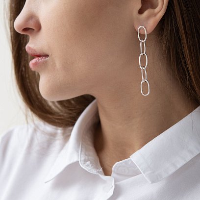 Серебряные серьги "Свобода" 122847 №8