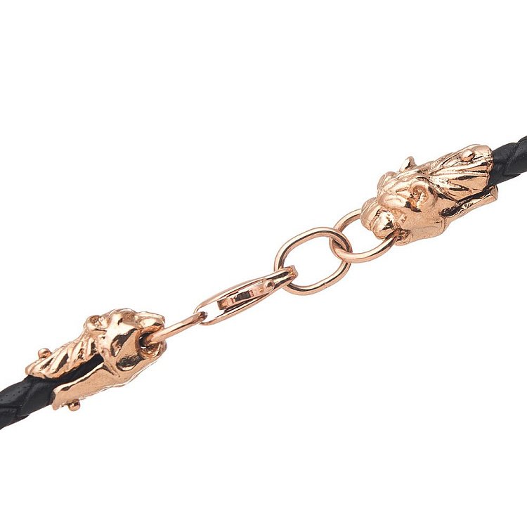 Шкіряний шнурок "Тигр" із золотою застібкою (3 мм) кол00912 від ювелірного магазину Онікс - 1
