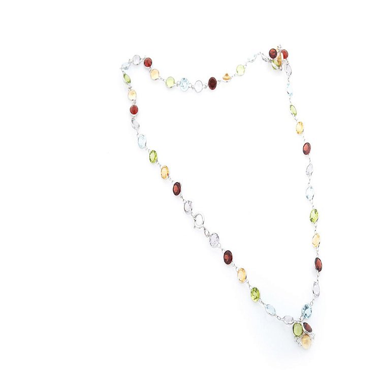 Золотое колье (аметист, пироп, уваровит, цитрин, топаз) колб0021sp от ювелирного магазина Оникс