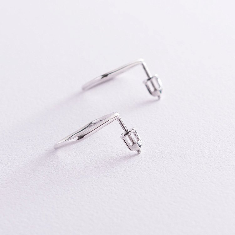 Серьги - пусеты "Ромбы" в белом золоте с06981 от ювелирного магазина Оникс - 2