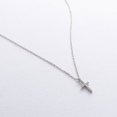 Колье "Крестик" в белом золоте (бриллианты) колб0134м №3