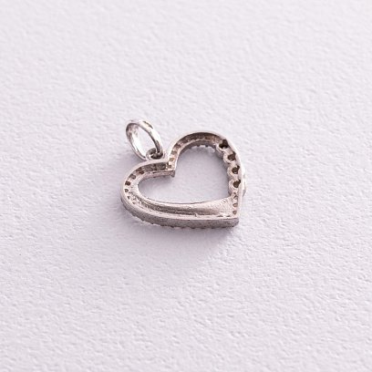 Серебряная подвеска с фианитами "Сердце" 131580 №3