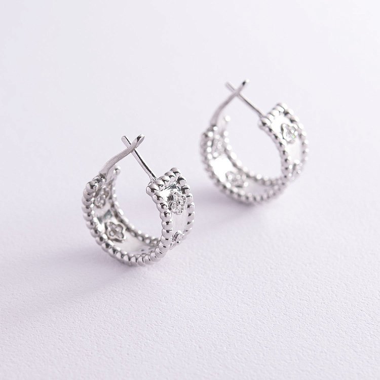 Серьги с фианитами "Клевер" 122069 от ювелирного магазина Оникс - 2