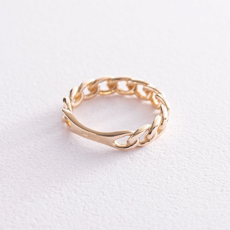 Кольцо "Цепочка" в желтом золоте к07190 от ювелирного магазина Оникс - 6