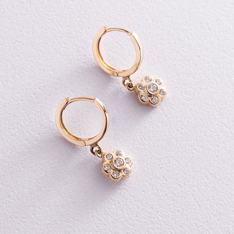 Золоті дитячі сережки "Квіточка" с04810 від ювелірного магазину Онікс