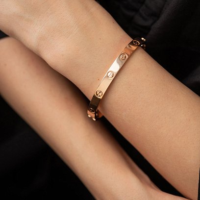 Жесткий браслет "Love" в красном золоте б05460 №7