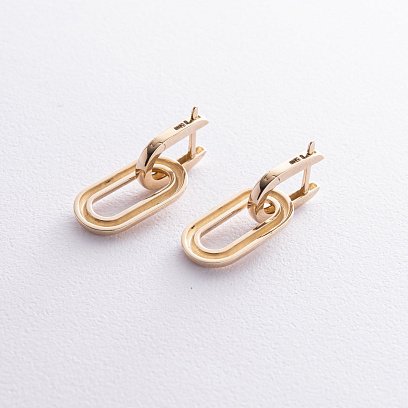 Серьги "Розмари" в желтом золоте 2 в 1 с08416 №4