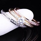 Женское тройное кольцо (красное,белое,желтое золото,фианиты) к02565 от ювелирного магазина Оникс