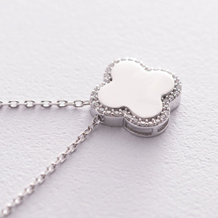 Золоте кольє "Конюшина" з фіанітами кол01781 від ювелірного магазину Онікс - 3