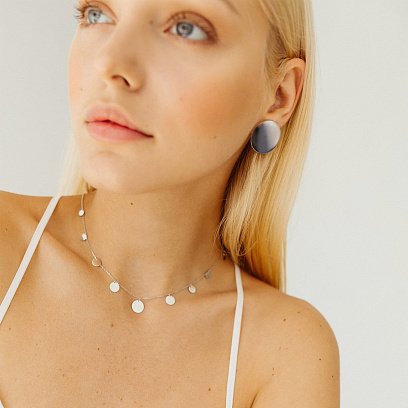 Серьги "Большие кометы" в белом золоте с06677 №3