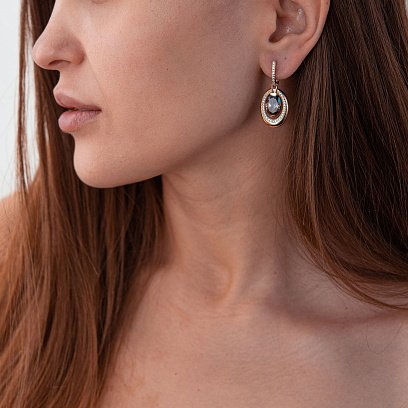 Золотые серьги с фианитами с03112 №2