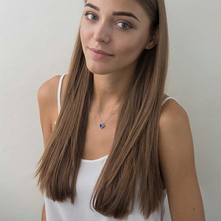 Золоте кольє з сапфірами і діамантами N00232mi від ювелірного магазину Онікс - 3