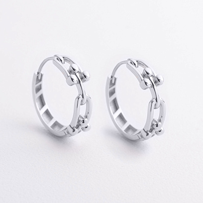 Серьги - кольца "Фантазия" в белом золоте с09588