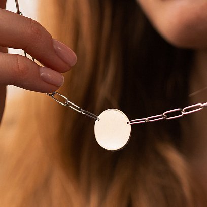 Колье с монеткой для гравировки (белое золото) кол02391 №6