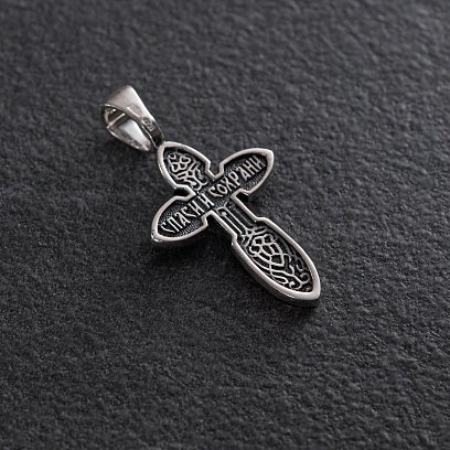 Срібний хрест "Розп'яття. Спаси і збережи" 132916 №3