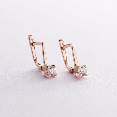 Детские серьги в красном золоте (фианиты) с05197