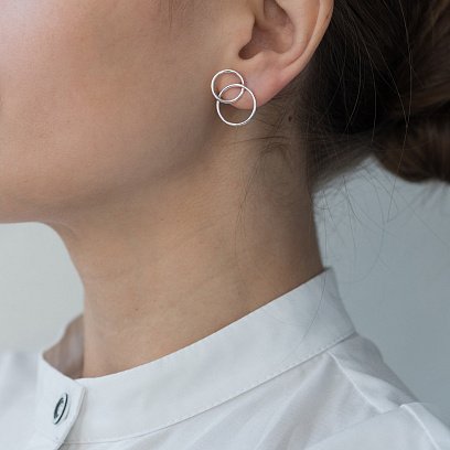 Серебряные серьги - пусеты "Пересечение колец" 122584 №8