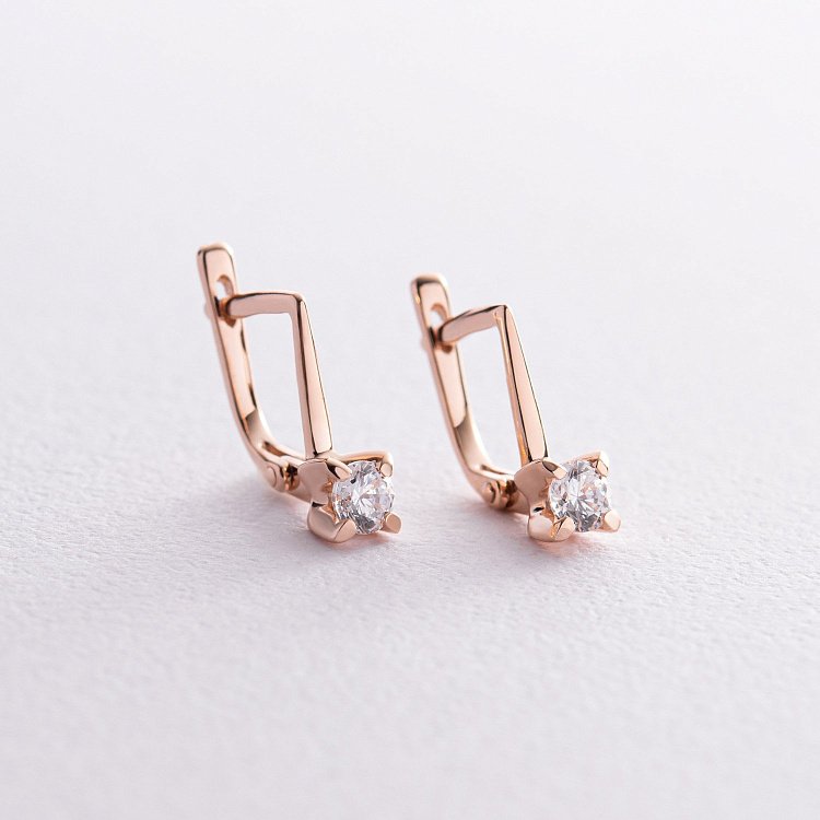 Детские серьги в красном золоте (фианиты) с05197 от ювелирного магазина Оникс