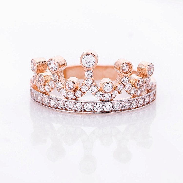 Золота каблучка "Корона з фіанітами" к04535 від ювелірного магазину Онікс - 2