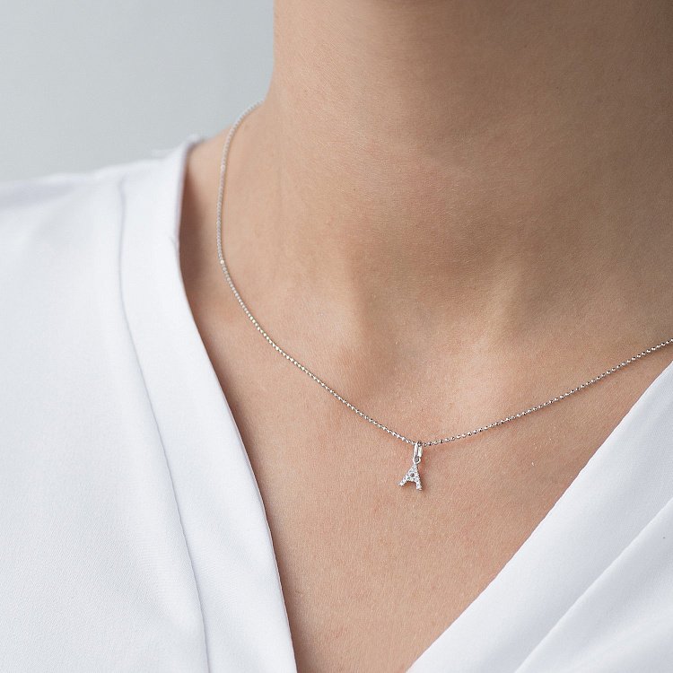 Золотая подвеска "Буква А" с бриллиантами пб0195gch от ювелирного магазина Оникс - 1