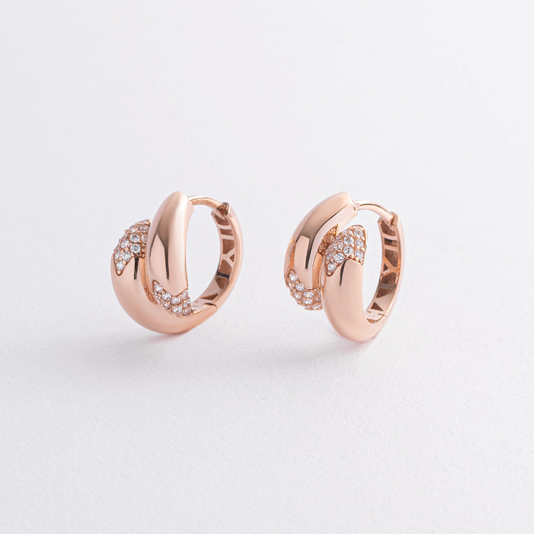 Серьги "Rosemarie" в красном золоте (фианиты) с09353 от ювелирного магазина Оникс