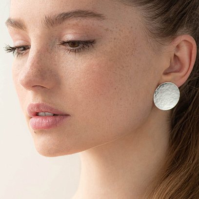 Большие серебряные серьги-пусеты "Солнечные зайчики" 122642