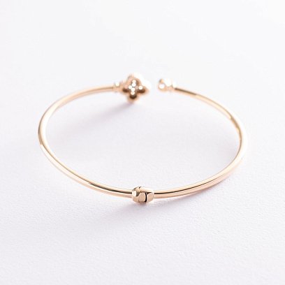 Золотий браслет "Конюшина" (фіаніт) б04493 №3