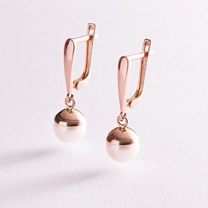 Золоті сережки (культ. прісн. перли) с07773