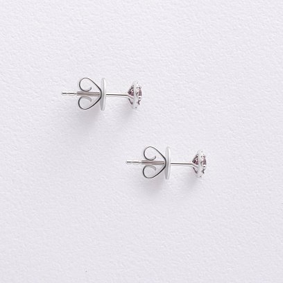 Золотые серьги - пусеты с бриллиантами и рубинами сб0585mi №3