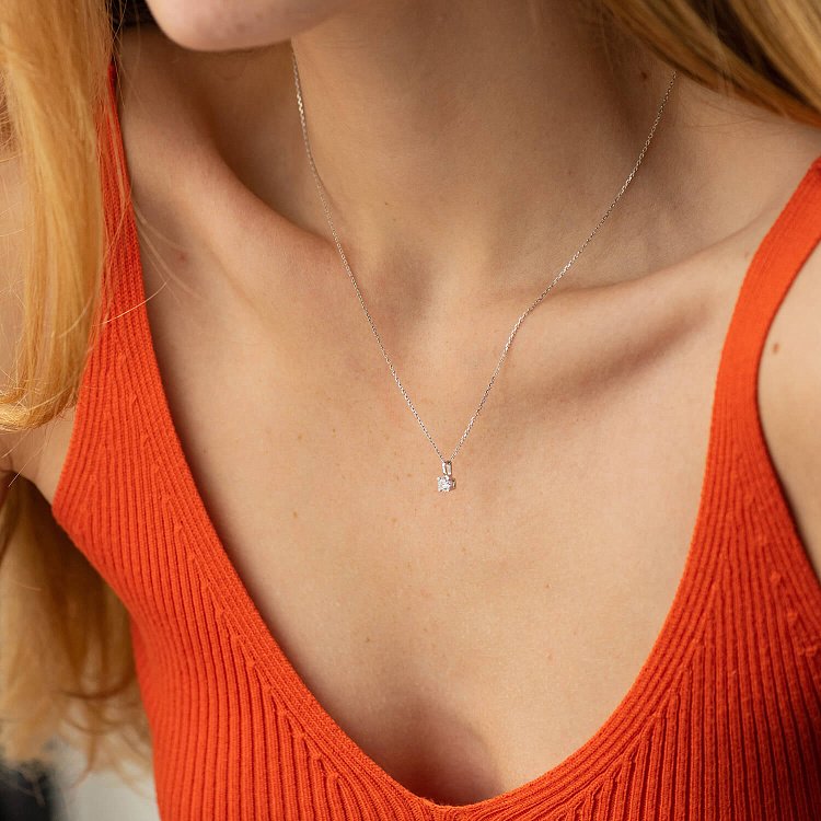 Кольє в білому золоті з діамантом 112081121 від ювелірного магазину Онікс - 3