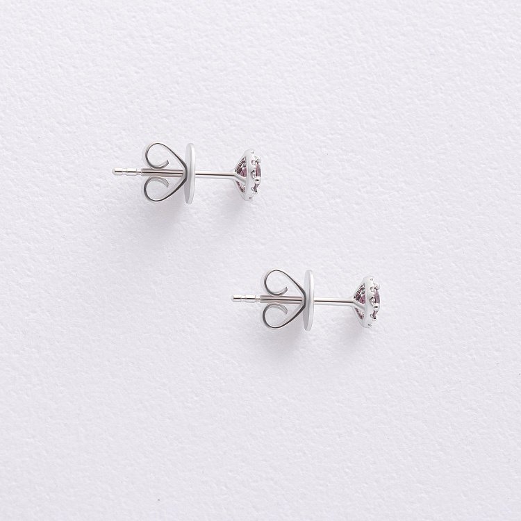 Золотые серьги - пусеты с бриллиантами и рубинами сб0585mi от ювелирного магазина Оникс - 2