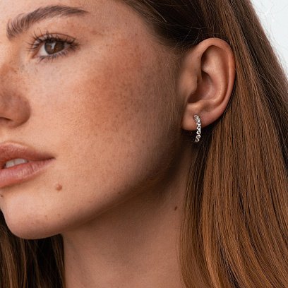 Золотые серьги - кольца с бриллиантами сб0540cha №5