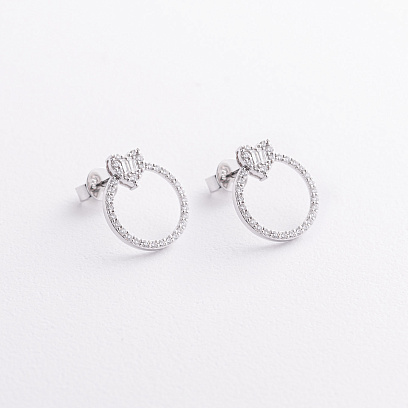 Золоті сережки - пусети "Сердечки" з діамантами сб0672ca №2