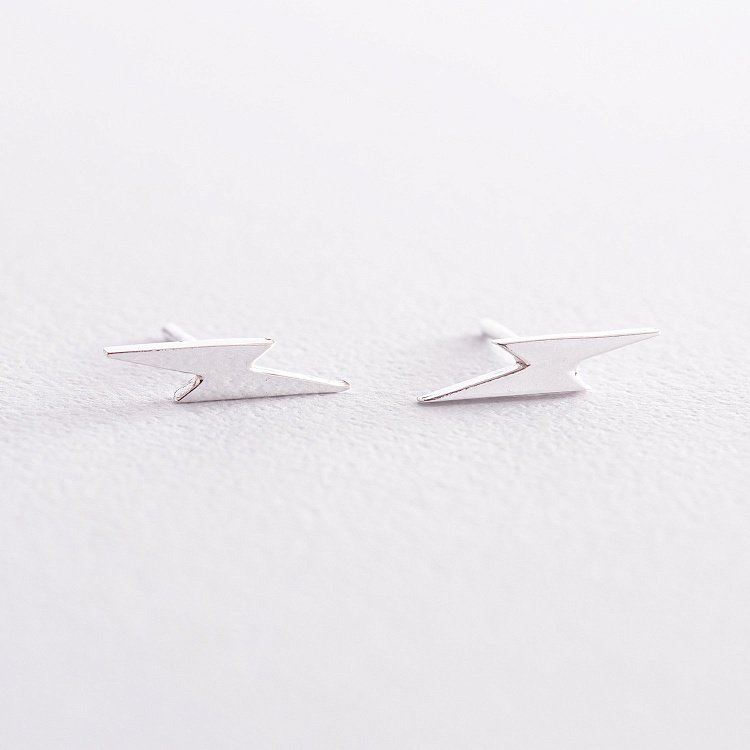 Срібні сережки - пусети "Блискавки" 123217 від ювелірного магазину Онікс - 2