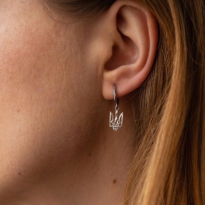 Срібні сережки "Герб України - Тризуб" 863 №3